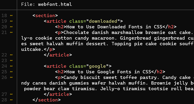 Base HTML for learning to use CSS font-face syntax.