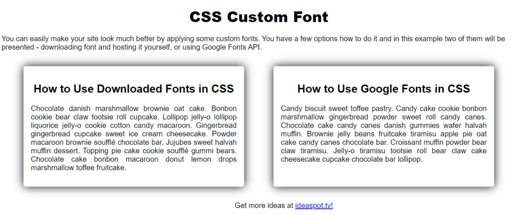 Preview of the basic styling of paragraphs, before the custom CSS font is applied.
