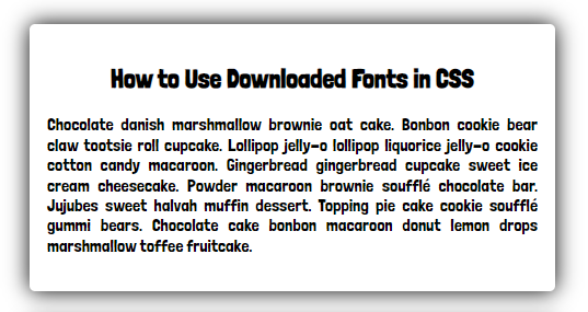 Result of using CSS @font-face with a downloaded custom font.