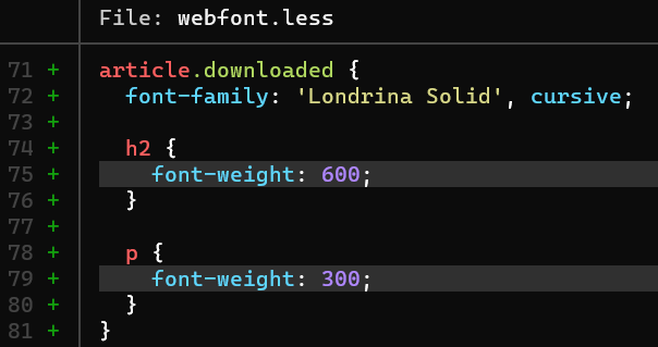 Different font-weight set for various elements with the use of @font-face CSS at-rule.