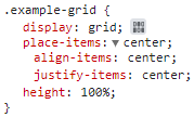 Breakdown of place-items into align-items and justify-items for centering elements in container horizontally and vertically using CSS grid.