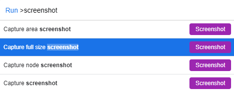 To capture full page screenshot in Chrome without extension open the dev tools (F12) and Run command (Ctrl+Shift+P) and choose Capture full size screenshot.